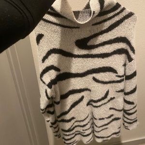 Cowl neck zebra sweater